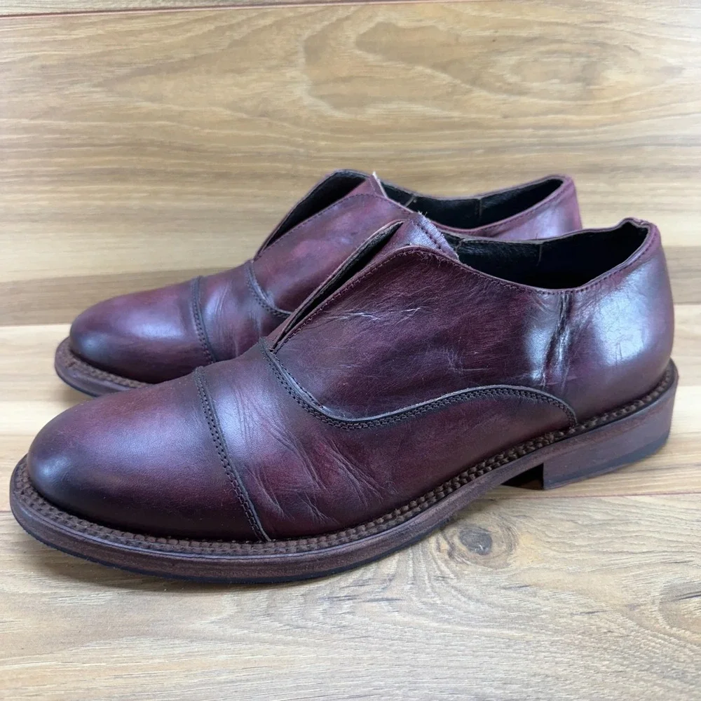 Freebird Detrick Mens 11 Leather Slip On Oxford‎ Dress Shoes Oxblood Red